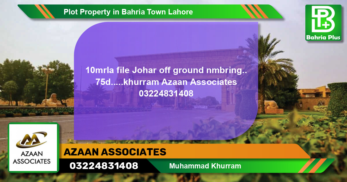 Residential Plot for Sale in Bahria Town, Lahore - (BP-76792)