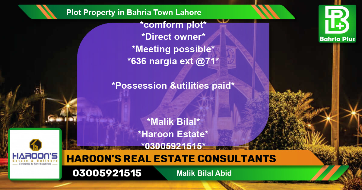 Residential Plot for Sale in Bahria Town, Lahore - (BP-76859)