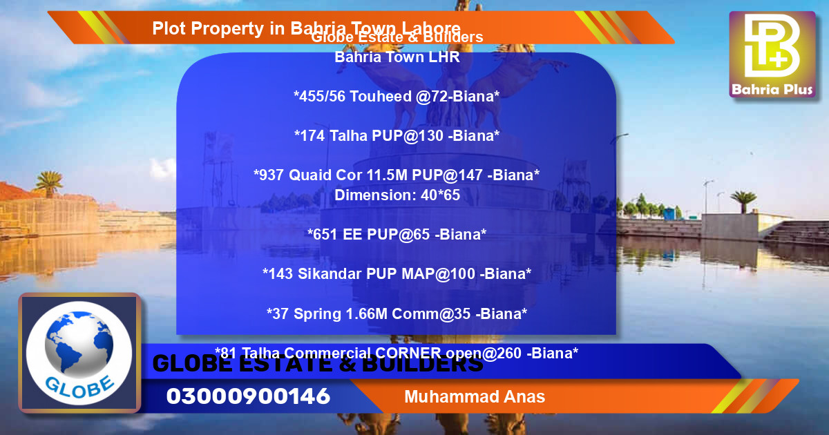 Commercial Plot for Sale in Bahria Town, Lahore - (BP-76867)