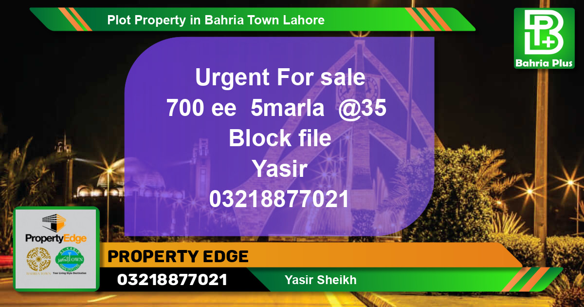 Residential Plot for Sale in Bahria Town, Lahore - (BP-76889)