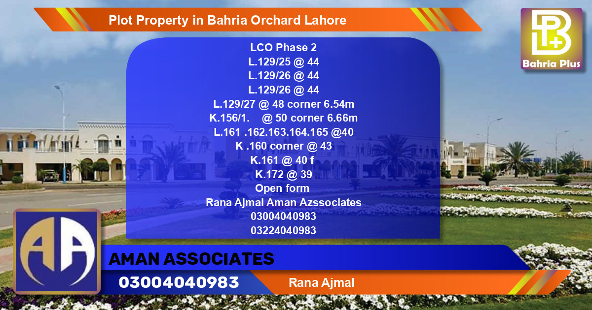 Residential Plot for Sale in Bahria Orchard, Lahore - (BP-76894)