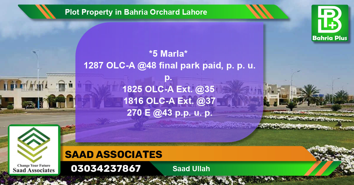 Residential Plot for Sale in Bahria Orchard, Lahore - (BP-76911)