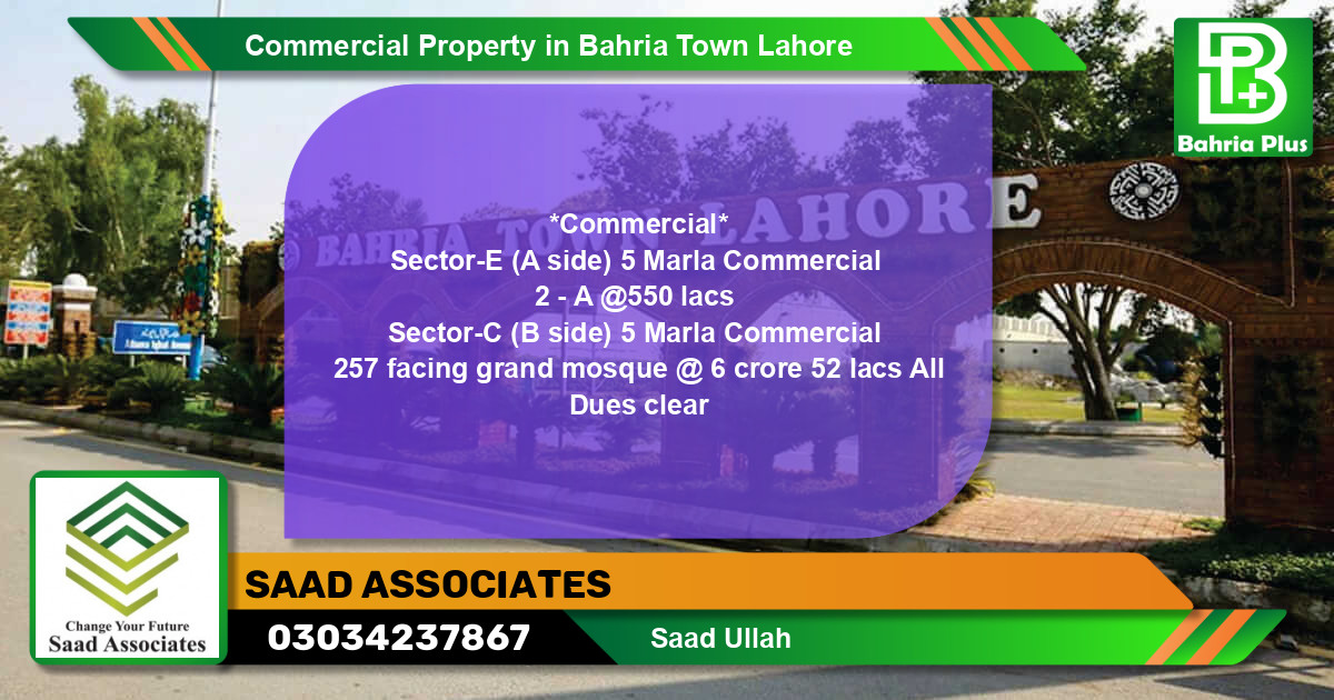Commercial Property for Sale in Bahria Town, Lahore - (BP-76914)