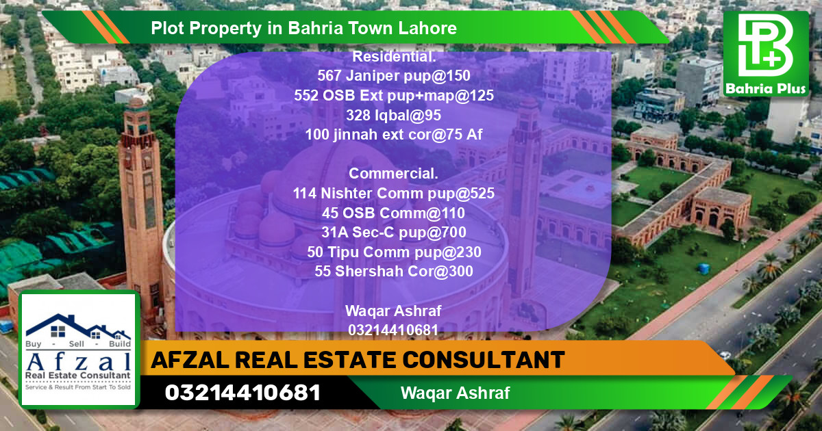 Commercial Plot for Sale in Bahria Town, Lahore - (BP-76916)
