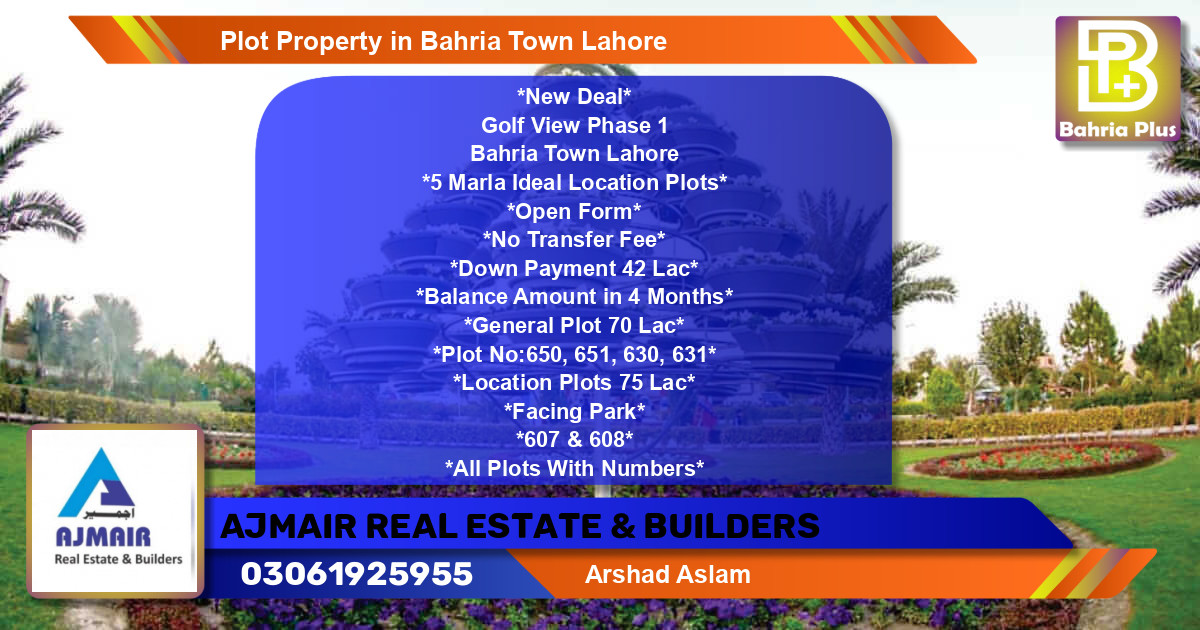 Residential Plot for Sale in Bahria Town, Lahore - (BP-76927)