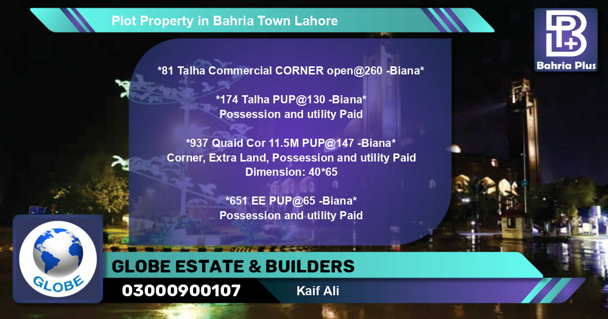 Commercial Plot for Sale in Bahria Town, Lahore - (BP-76931)