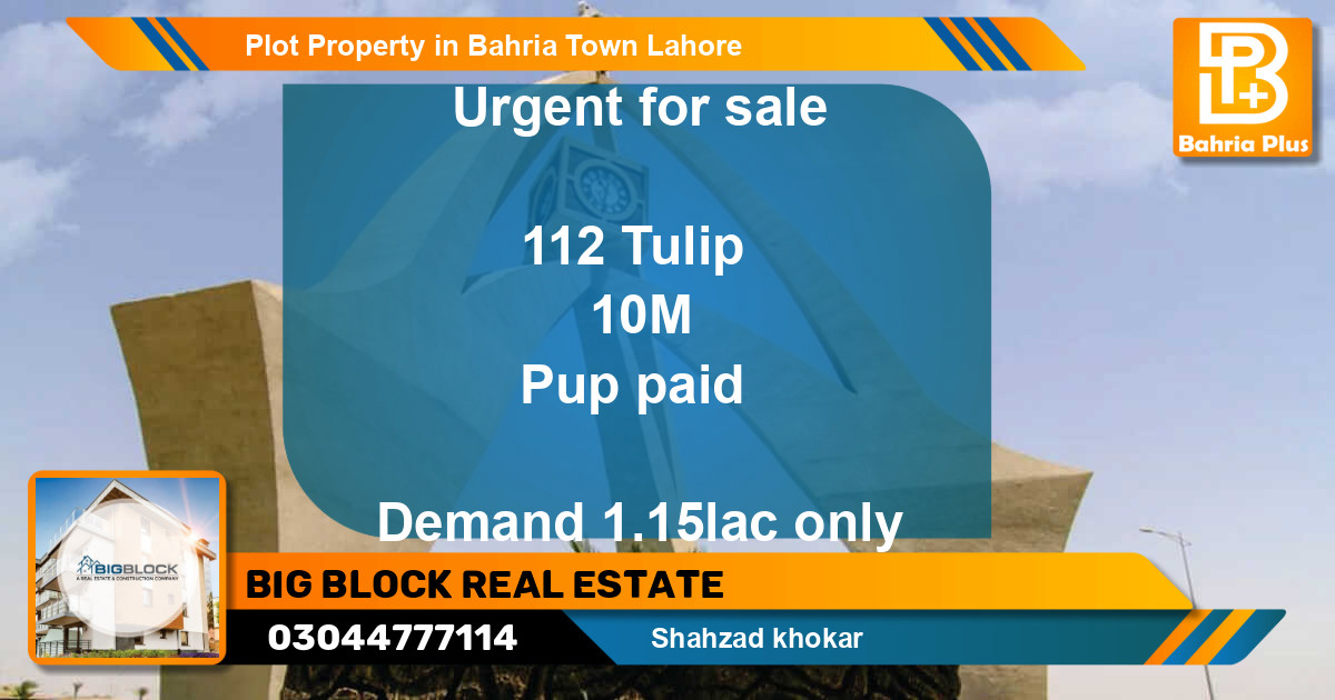Residential Plot for Sale in Bahria Town, Lahore - (BP-76938)