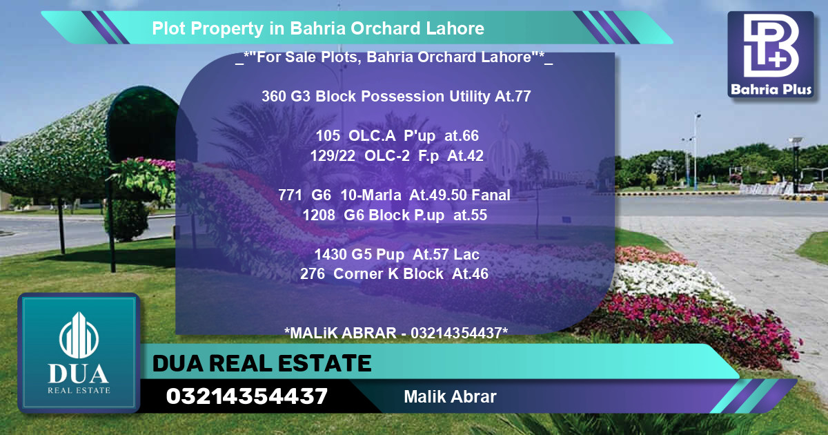 Residential Plot for Sale in Bahria Orchard, Lahore - (BP-76945)