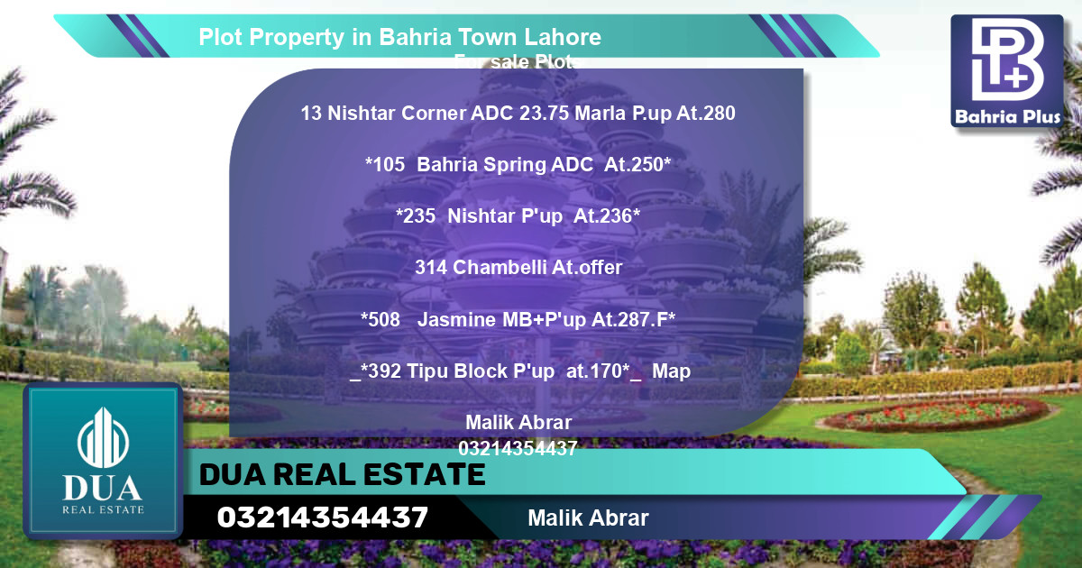 Residential Plot for Sale in Bahria Town, Lahore - (BP-76947)