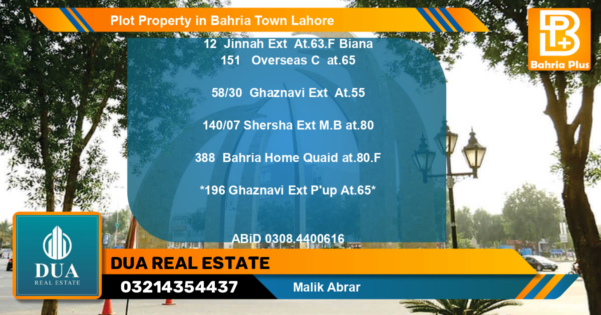 Residential Plot for Sale in Bahria Town, Lahore - (BP-76950)
