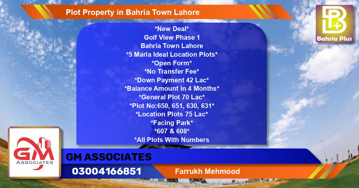 Residential Plot for Sale in Bahria Town, Lahore - (BP-76961)