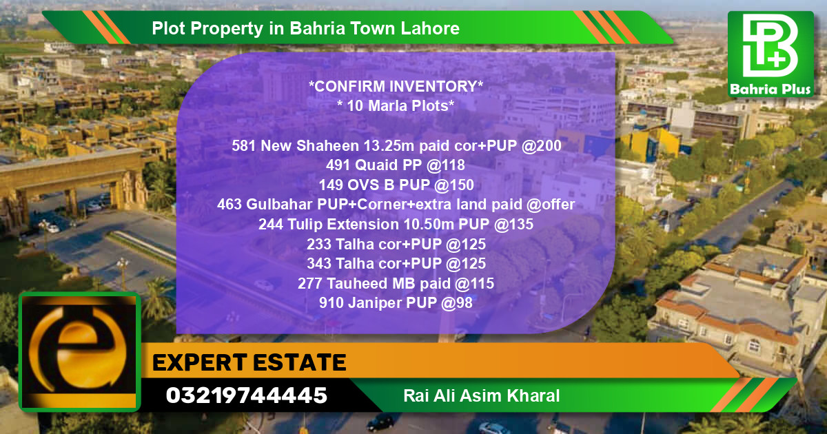 Residential Plot for Sale in Bahria Town, Lahore - (BP-76971)