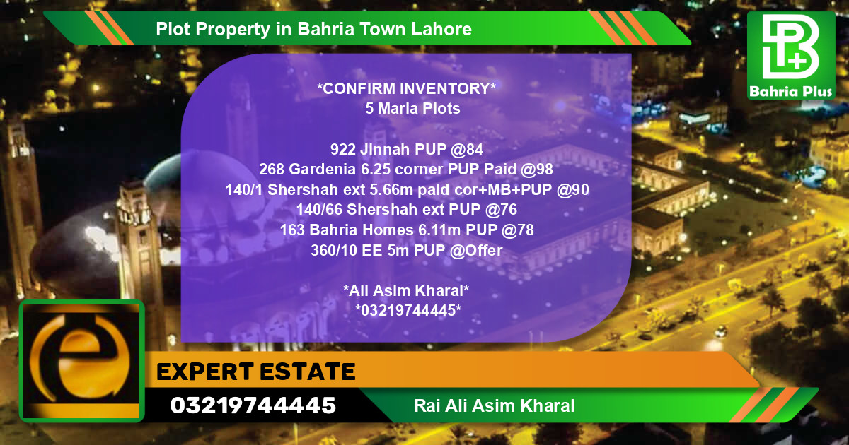 Residential Plot for Sale in Bahria Town, Lahore - (BP-76972)