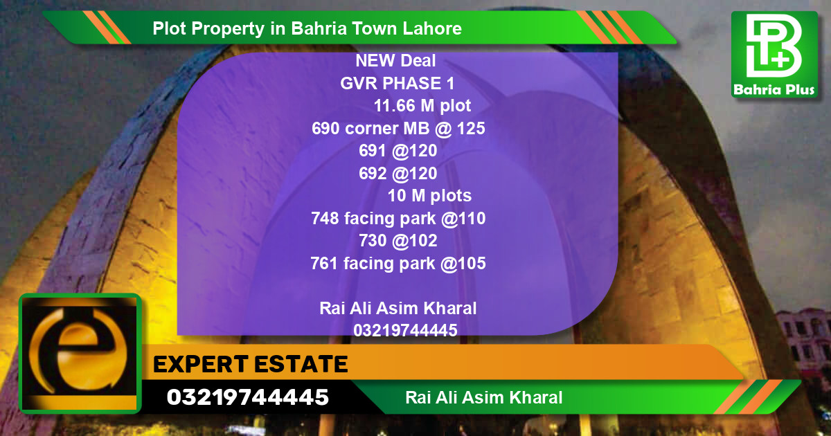 Residential Plot for Sale in Bahria Town, Lahore - (BP-76974)