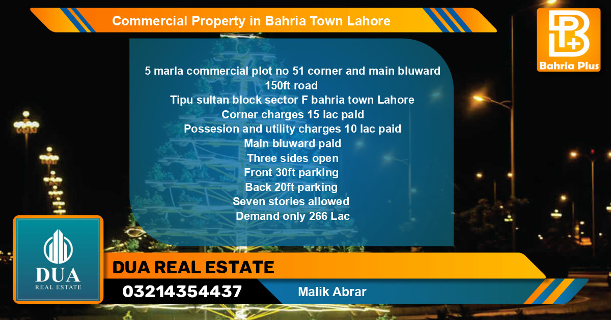 Commercial Property for Sale in Bahria Town, Lahore - (BP-77006)