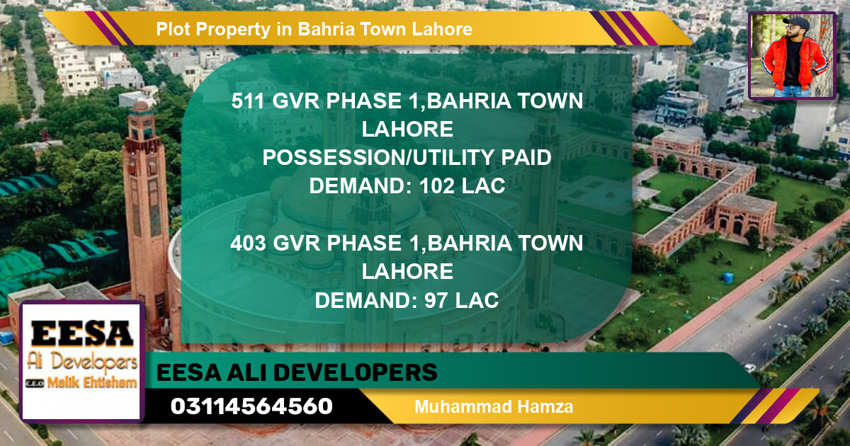 Residential Plot for Sale in Bahria Town, Lahore - (BP-77014)