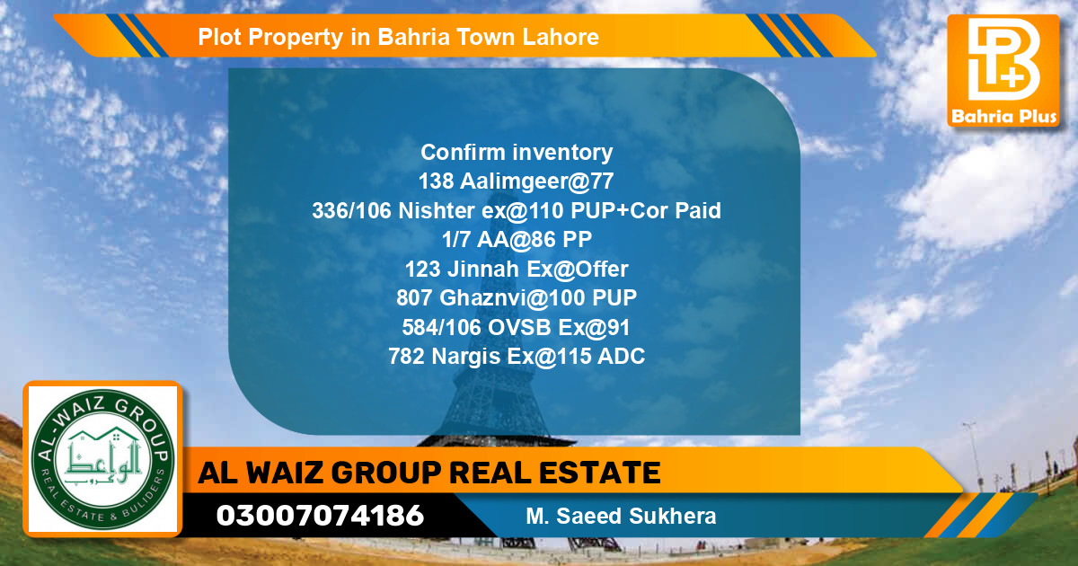 Residential Plot for Sale in Bahria Town, Lahore - (BP-77022)