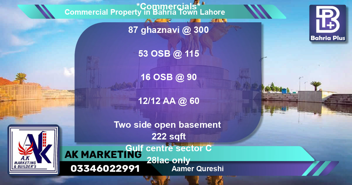 Commercial Property for Sale in Bahria Town, Lahore - (BP-77025)