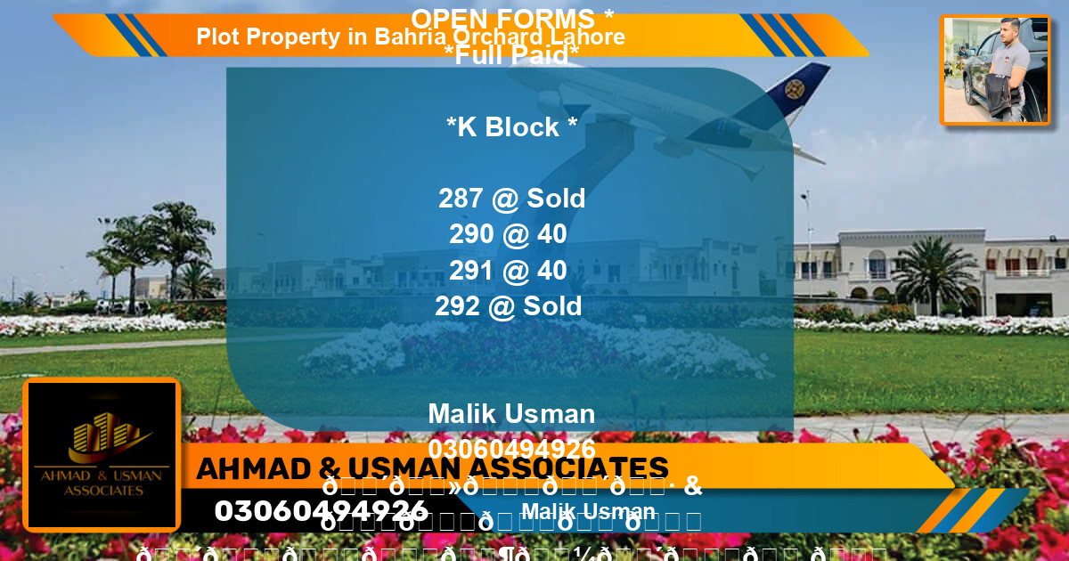 Residential Plot for Sale in Bahria Orchard, Lahore - (BP-77040)