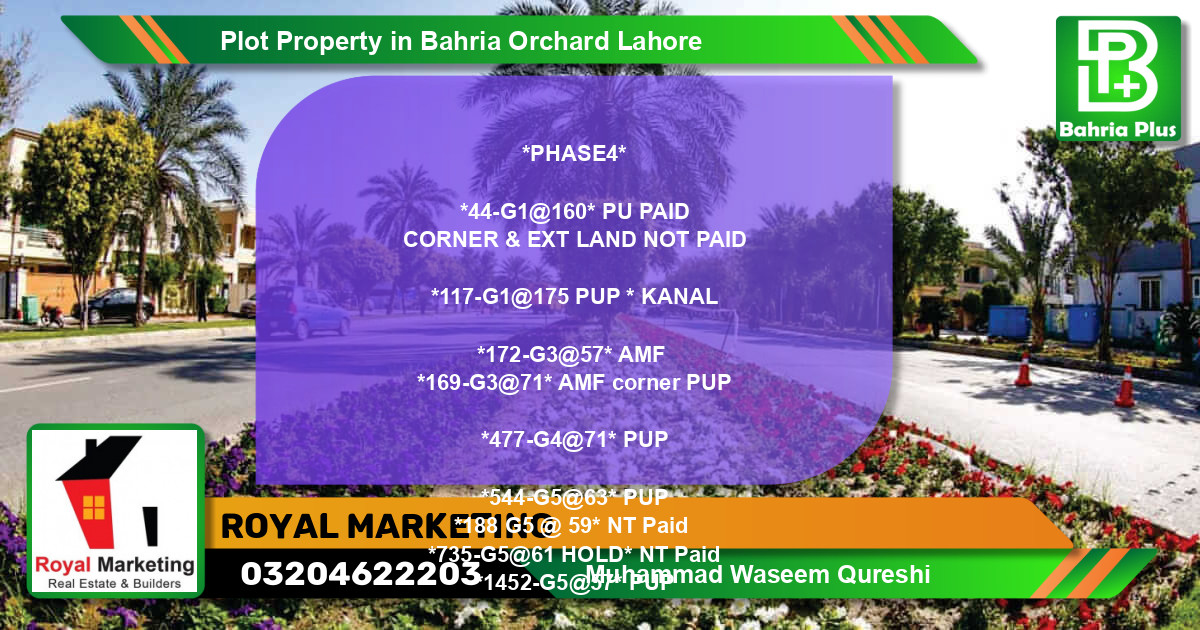 Residential Plot for Sale in Bahria Orchard, Lahore - (BP-77083)