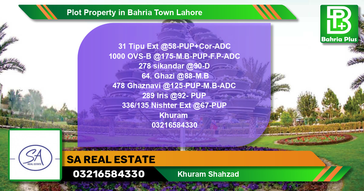 Residential Plot for Sale in Bahria Town, Lahore - (BP-77112)