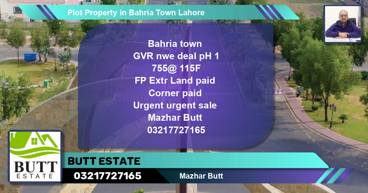 Residential Plot for Sale in Bahria Town, Lahore - (BP-77115)