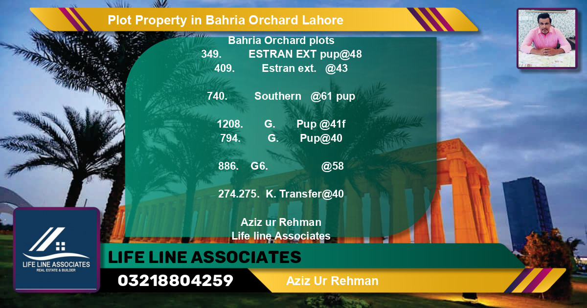 Residential Plot for Sale in Bahria Orchard, Lahore - (BP-77122)