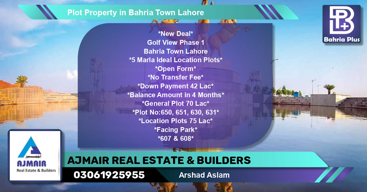 Residential Plot for Sale in Bahria Town, Lahore - (BP-77123)