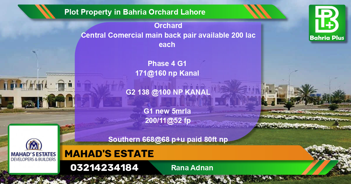 Residential Plot for Sale in Bahria Orchard, Lahore - (BP-77146)