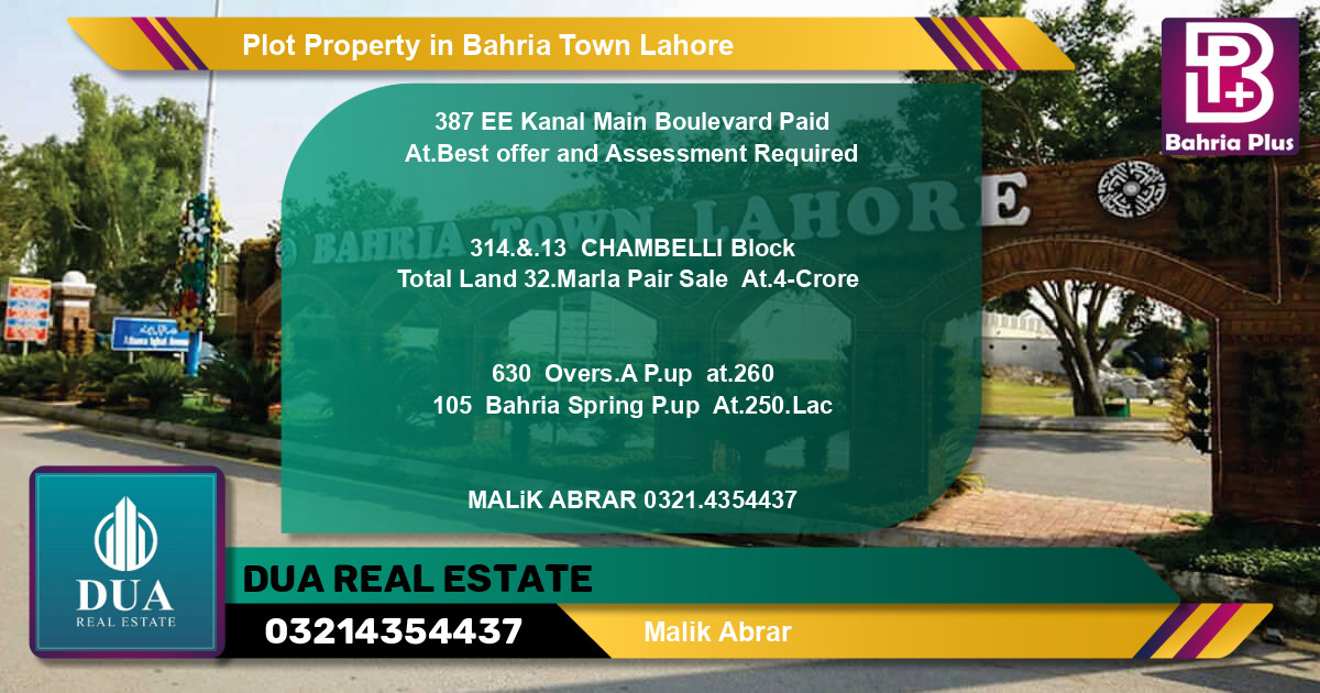 Residential Plot for Sale in Bahria Town, Lahore - (BP-77180)