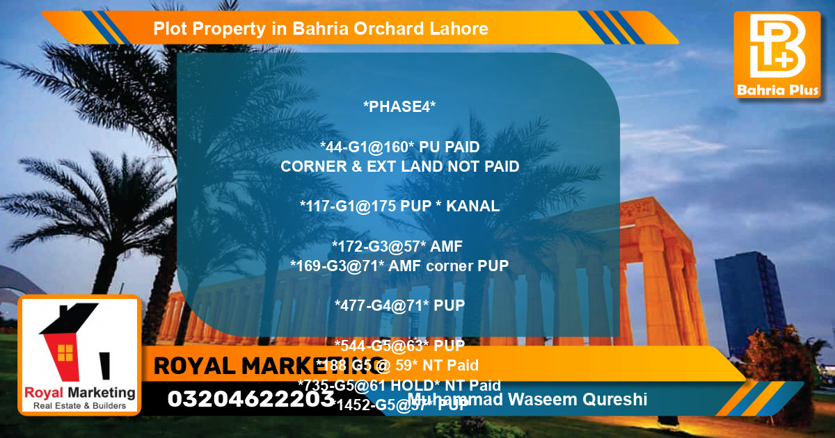 Residential Plot for Sale in Bahria Orchard, Lahore - (BP-77185)