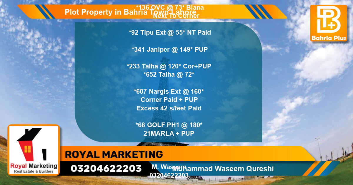 Residential Plot for Sale in Bahria Town, Lahore - (BP-77188)