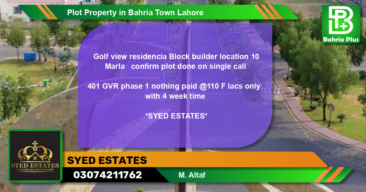 Residential Plot for Sale in Bahria Town, Lahore - (BP-77192)