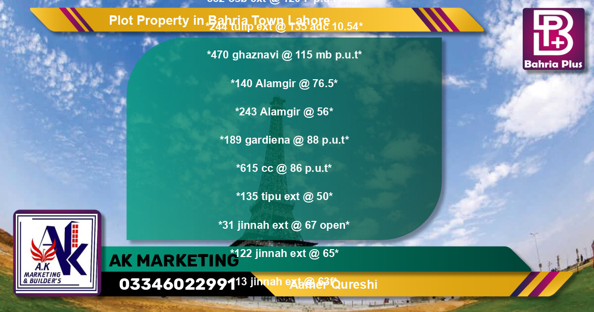Residential Plot for Sale in Bahria Town, Lahore - (BP-77218)