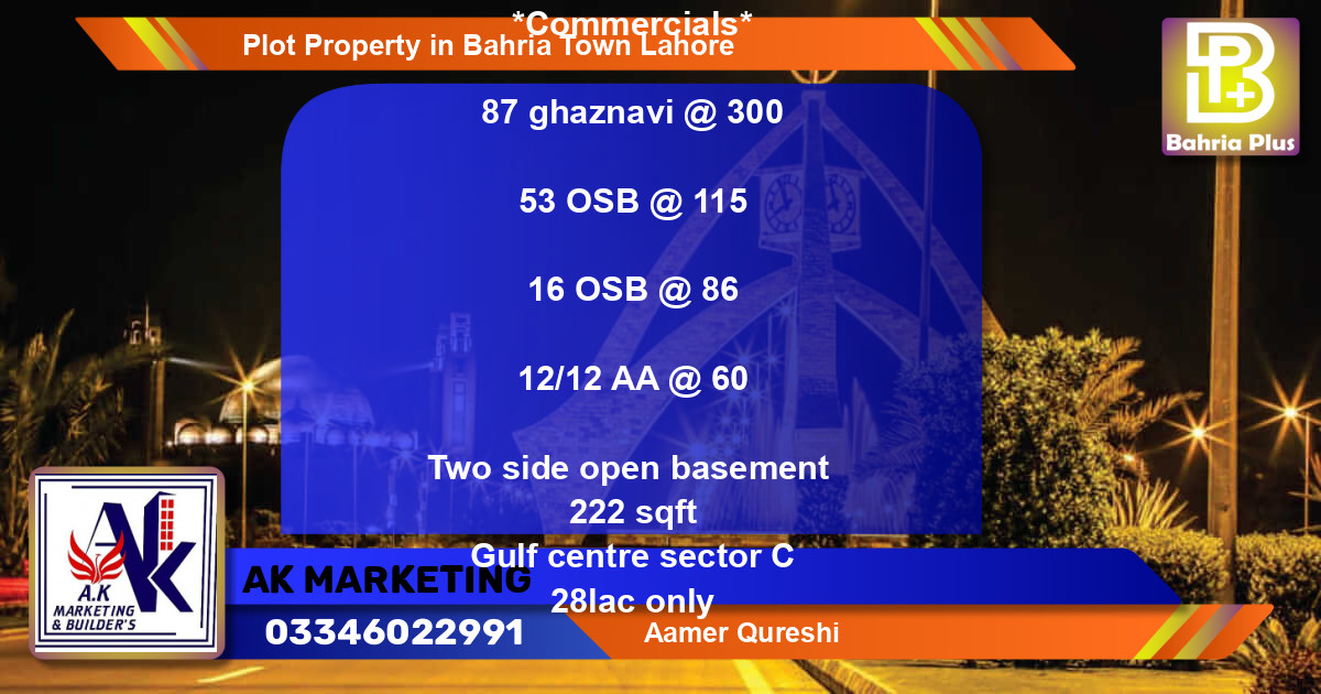 Commercial Plot for Sale in Bahria Town, Lahore - (BP-77219)