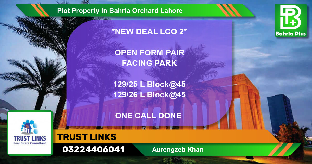 Residential Plot for Sale in Bahria Orchard, Lahore - (BP-77248)