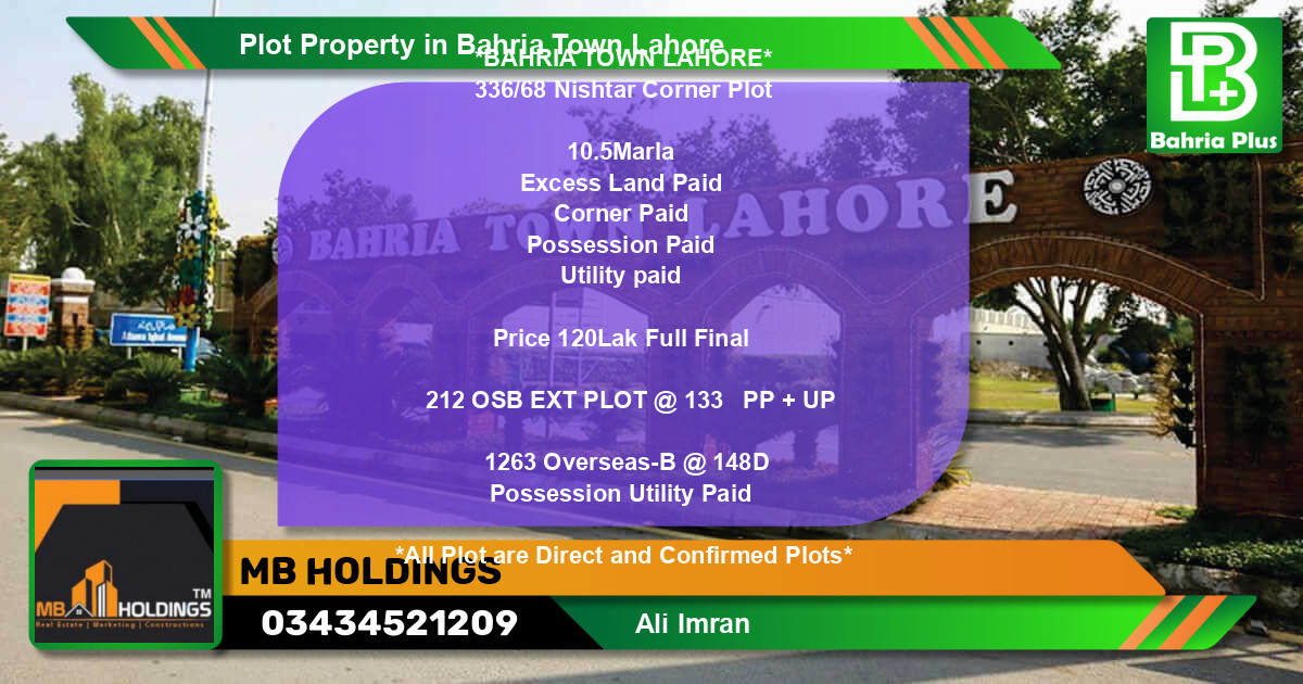 Residential Plot for Sale in Bahria Town, Lahore - (BP-77266)