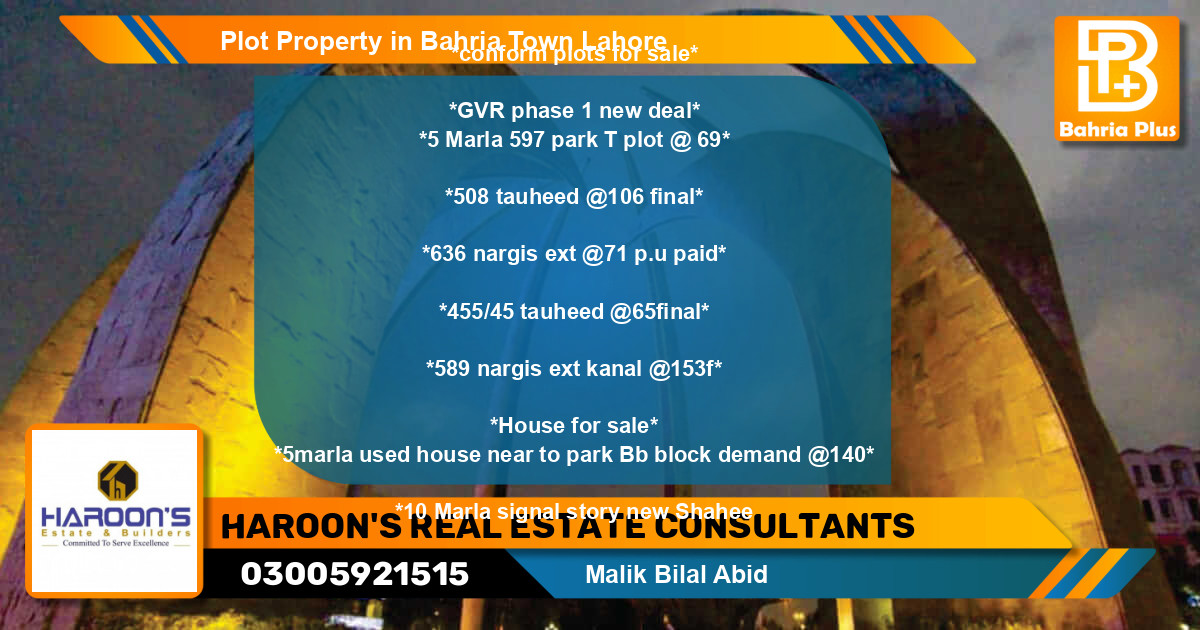 Residential Plot for Sale in Bahria Town, Lahore - (BP-77267)