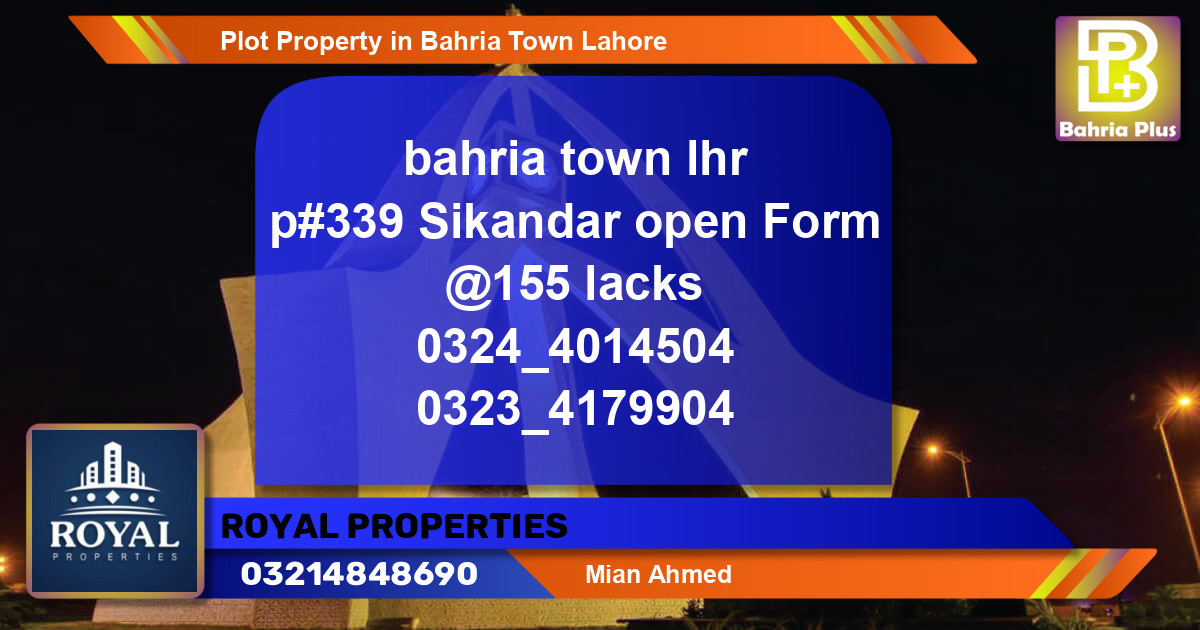Residential Plot for Sale in Bahria Town, Lahore - (BP-77373)