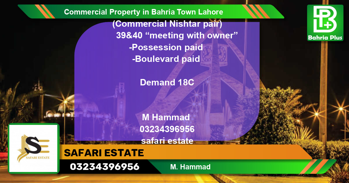 Commercial Property for Sale in Bahria Town, Lahore - (BP-77376)