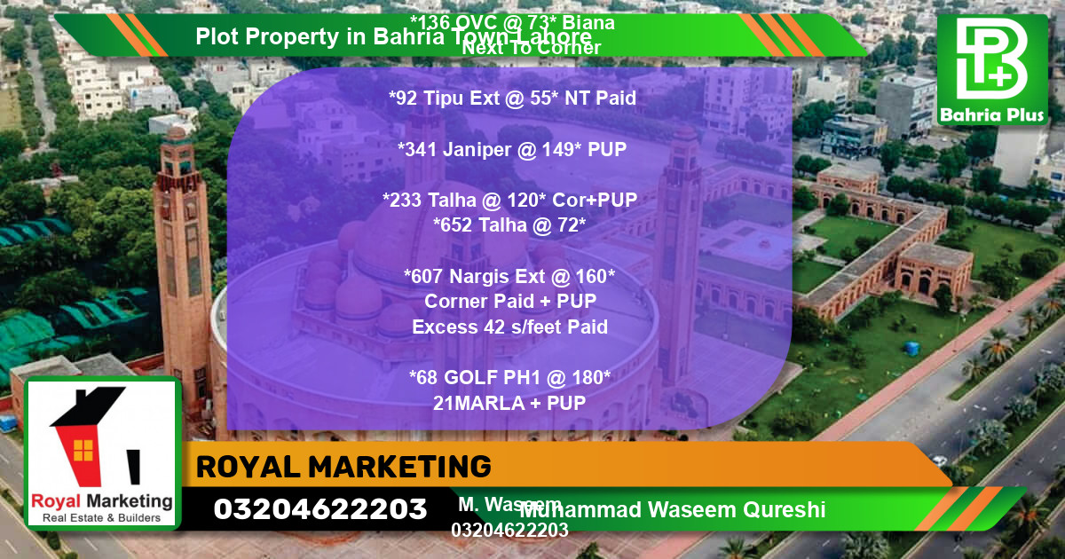 Residential Plot for Sale in Bahria Town, Lahore - (BP-77398)