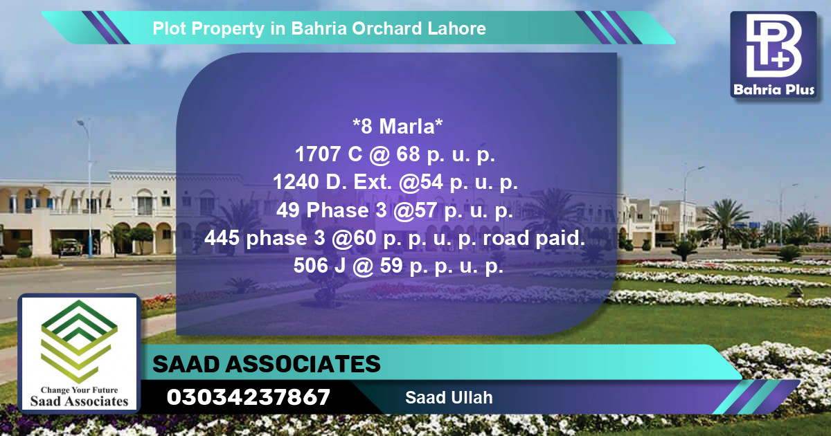 Residential Plot for Sale in Bahria Orchard, Lahore - (BP-77406)