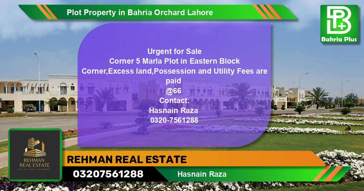 Residential Plot for Sale in Bahria Orchard, Lahore - (BP-77413)