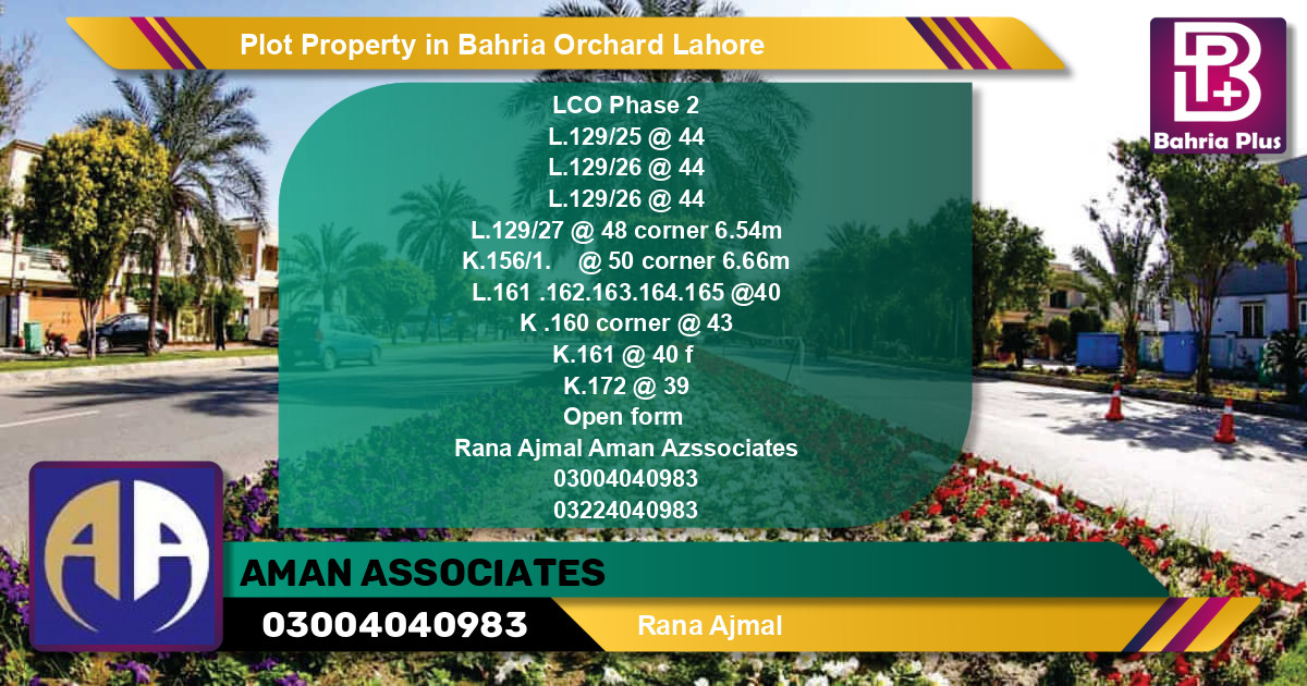 Residential Plot for Sale in Bahria Orchard, Lahore - (BP-77419)