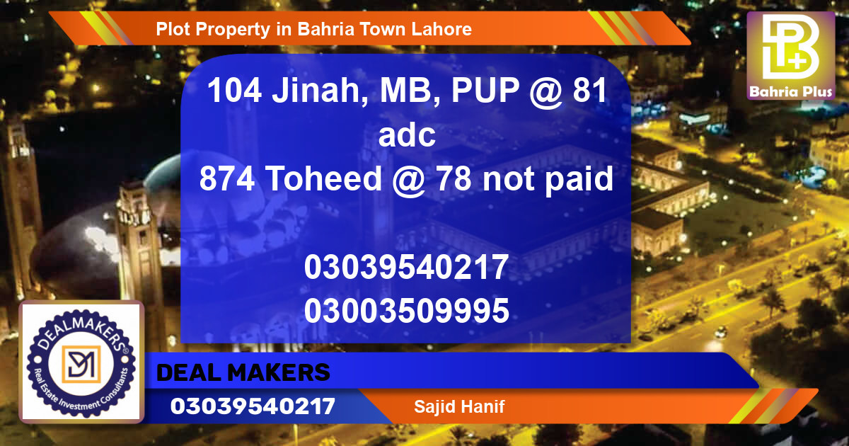 Residential Plot for Sale in Bahria Town, Lahore - (BP-77421)