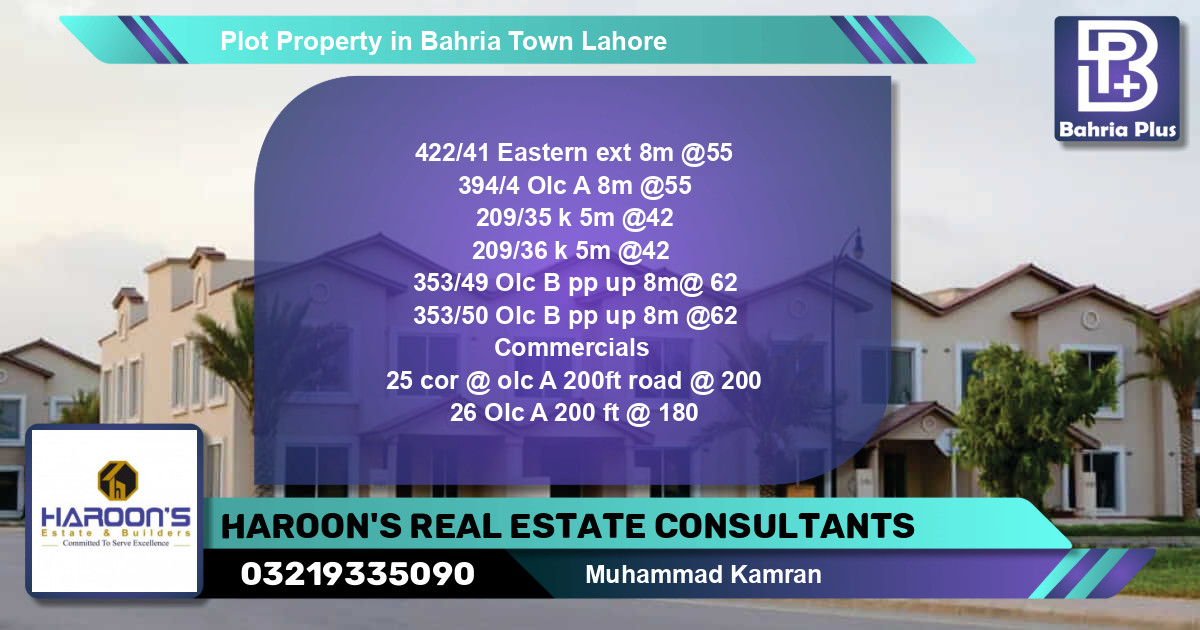 Commercial Plot for Sale in Bahria Town, Lahore - (BP-77434)