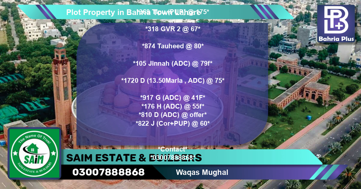 Residential Plot for Sale in Bahria Town, Lahore - (BP-77437)