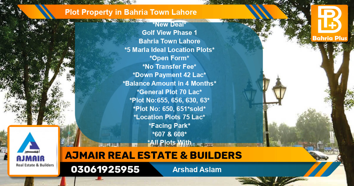 Residential Plot for Sale in Bahria Town, Lahore - (BP-77475)