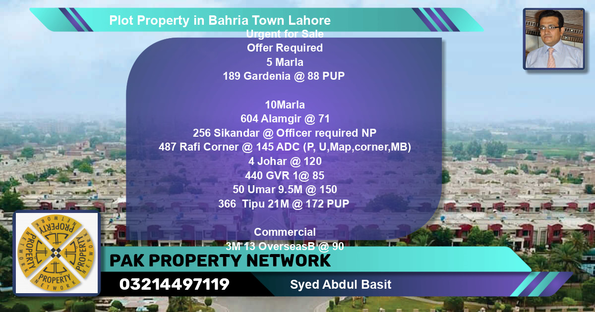Commercial Plot for Sale in Bahria Town, Lahore - (BP-77496)