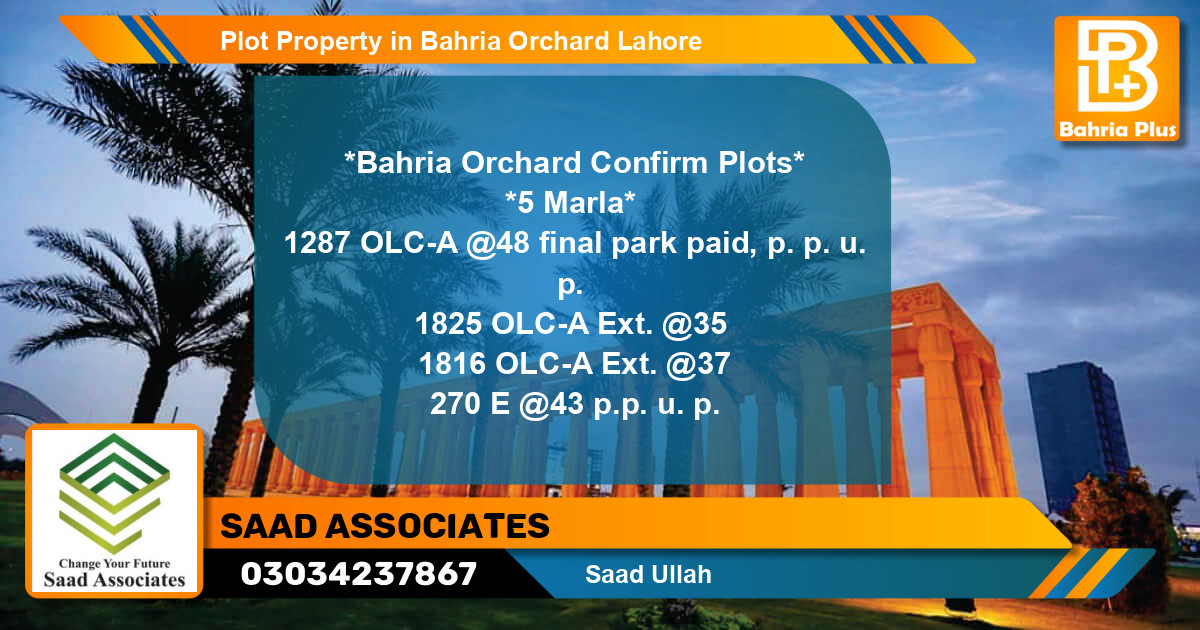 Residential Plot for Sale in Bahria Orchard, Lahore - (BP-77542)